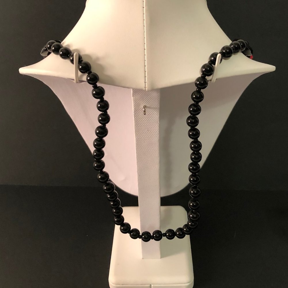Multi-Strand Black & Red Necklace & Earrings - Picture 3 of 8